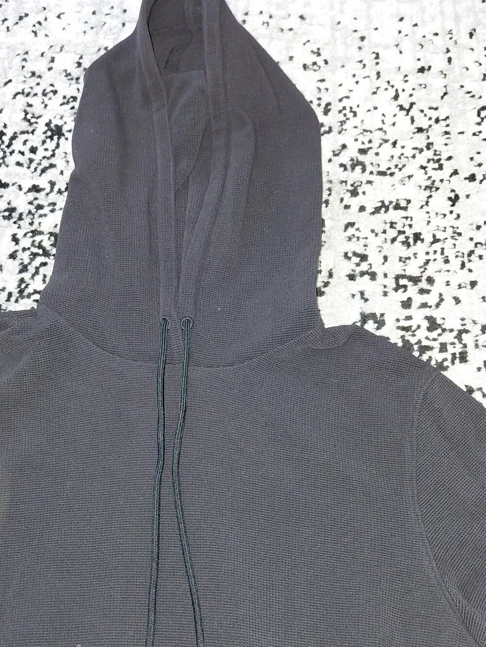 Alo Black Waffle Knit Pullover Hoodie Medium? Minimalist Athleisure CC